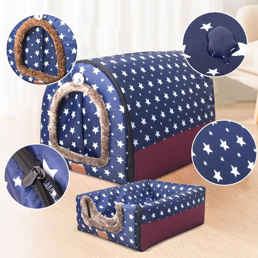 犬ベッド 犬小屋 猫ハウス ペットベッド ペットハウス ドーム型 ペットクッション 犬猫用 洗える 寝場所 保温 防寒 暖かい 取り外し可能 ペット用品 ふわふわ 冬 - 이미지 3