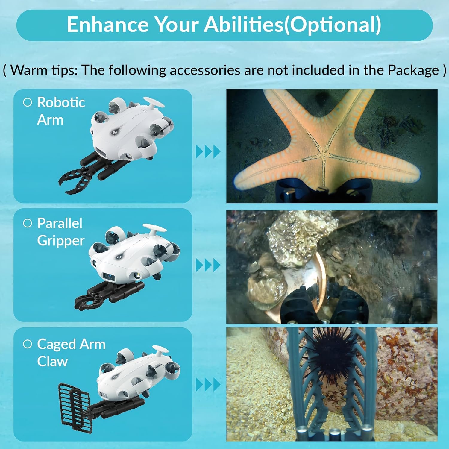 CAMOLECH FIFISH V-EVO 4K水中ドローン ロボットアーム付き AIビジョンロック 360°全方位移動 100m水中潜水ROV (ロボットアーム追加) - 이미지 5