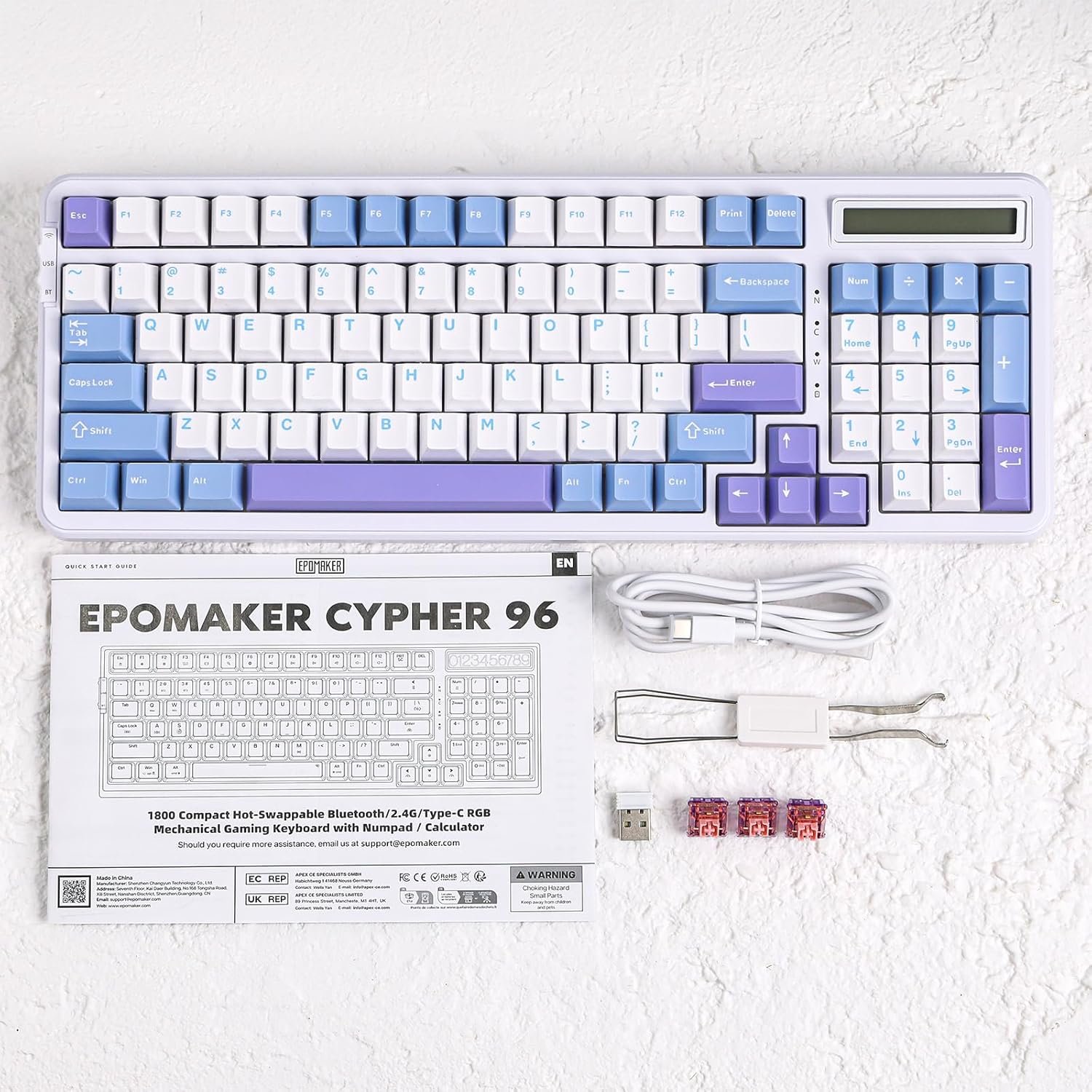 EPOMAKER Cypher 96 Wireless Gaming Keyboard 8000mAh Battery Hot Swap Creamy Keyboard with Numeric Keypad and Calculator RGB Backlight NKRO Certified for Gaming Office (Flamingo Switch) - 이미지 8