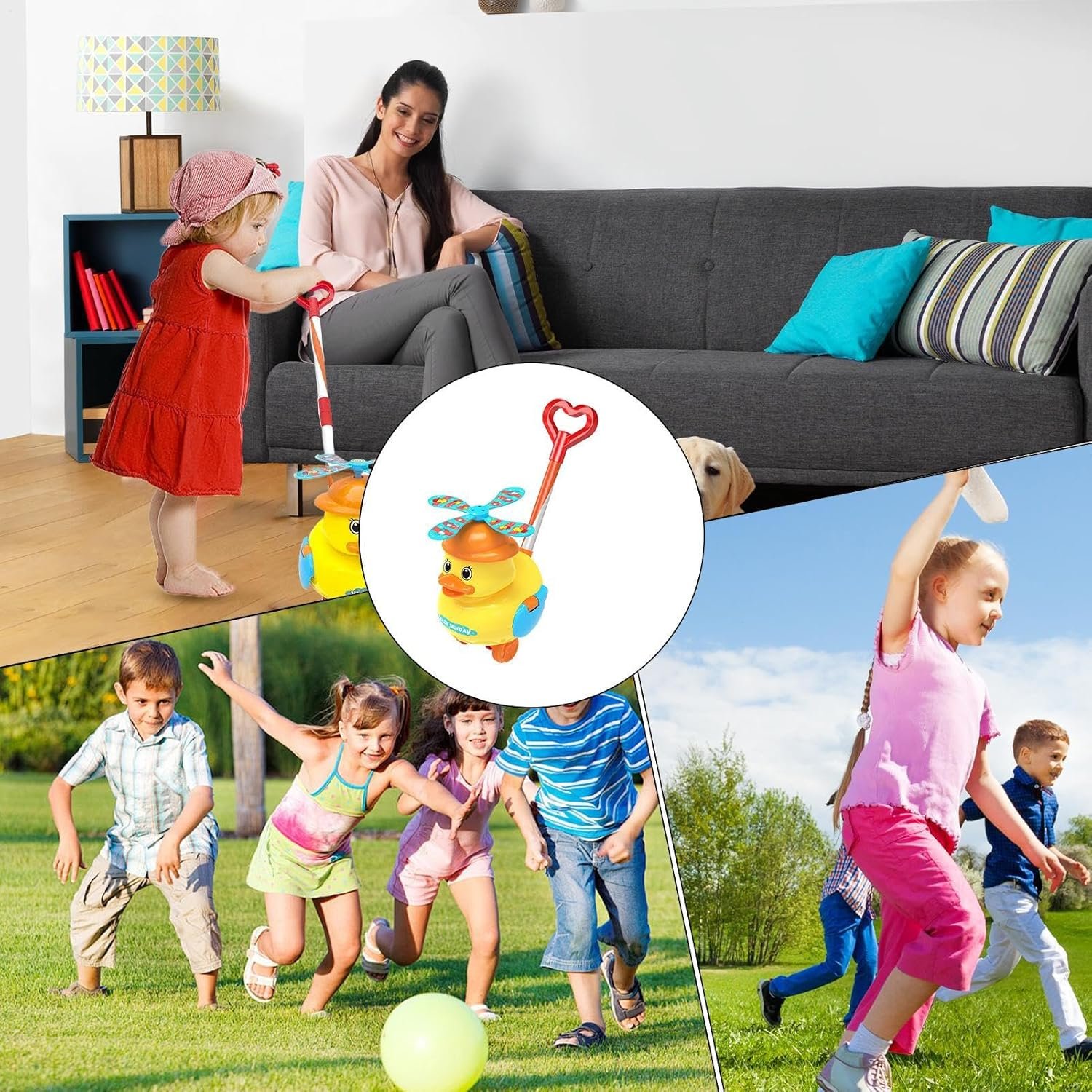 小さなアヒルの幼児用ウォーカー - 押して歩く早期学習おもちゃ |かわいい黄色いアヒルのベビーウォーカー 室内遊び、歩行練習、バランストレーニング、教育開発玩具用 - 이미지 4