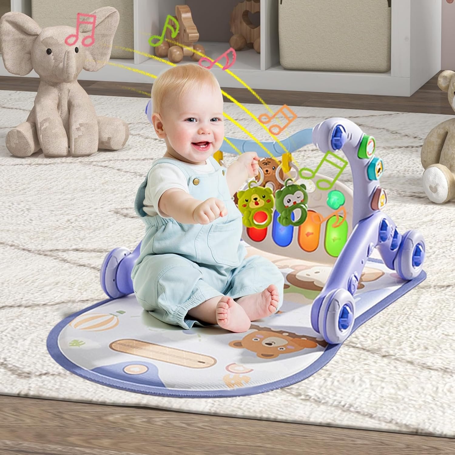 ベビーアクティビティマット ミュージックウォーカーマット付き - 多機能フィンガーキルトおもちゃ インタラクティブ幼児学習アクティビティ 男の子 女の子 ホーム用 - 이미지 9