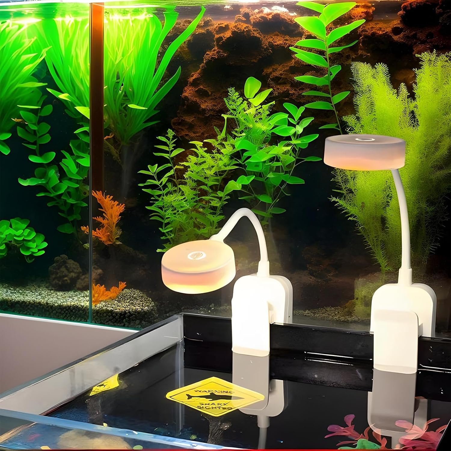 Yukelu クリップオン水族館ライト - 魚と植物の水族館照明 | 3色温度調整可能な水族館クランプランプ、水生植物の成長葉サンゴ用 - 이미지 3