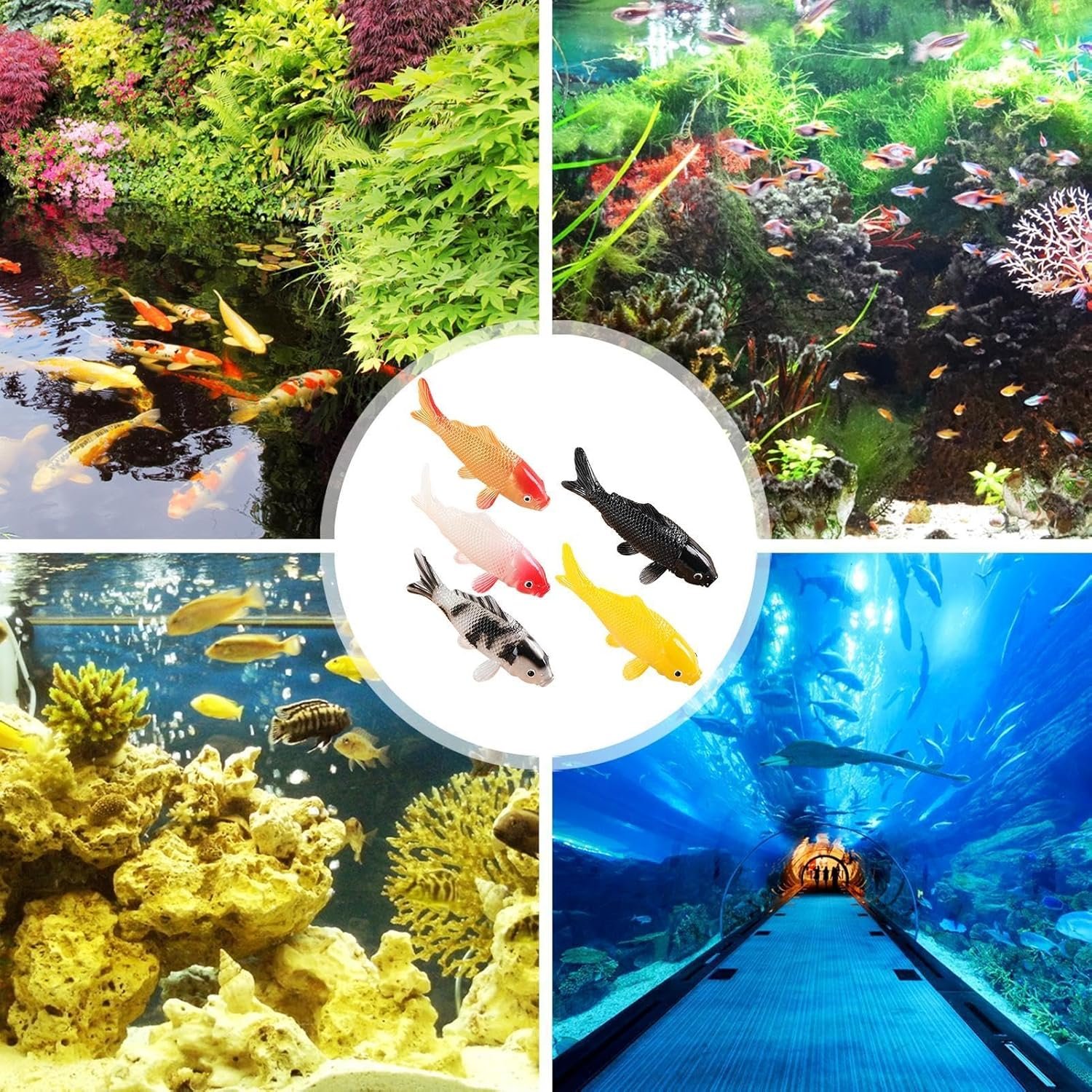 5 個の模擬魚シミュレーション魚モデル装飾、水族館シミュレーションモデル |動く魚水族館の魚の装飾庭の池、水族館、金魚鉢用 - 이미지 4