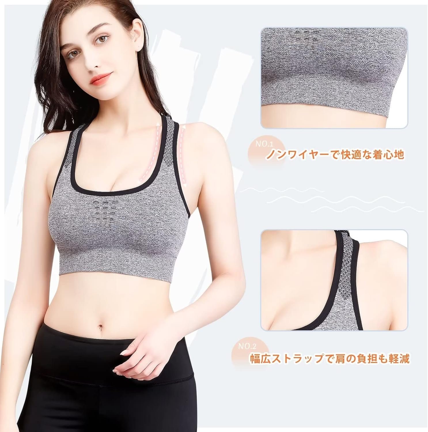Barifall Sports Bra、揺れない女性のブラジャー、しっかりしたサポート、ランニングブラジャー、ヨガの摩耗、汗吸収剤、クイック乾燥、取り外し可能 - 이미지 2