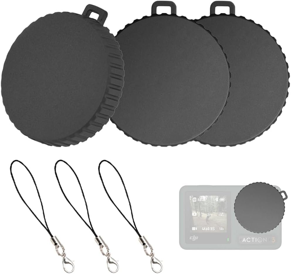 MINGTIANGH DJI Osmo Action 5 Pro/Action 4/Action 3 用 レンズカバー レンズ保護キャップ 軽量 傷防止 汚れ防止 保護カバー 3個セット レンズ保護カバー ストラップ付き カメラアクセサリー