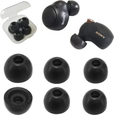 Sony LinkBuds S/WF-C500 WF-C700N 低反発イヤーチップ Sony イヤホン WF-1000XM4/WF-1000XM3 用交換チップ LinkBuds S フィット充電ケース 3 ペア LMS ブラック