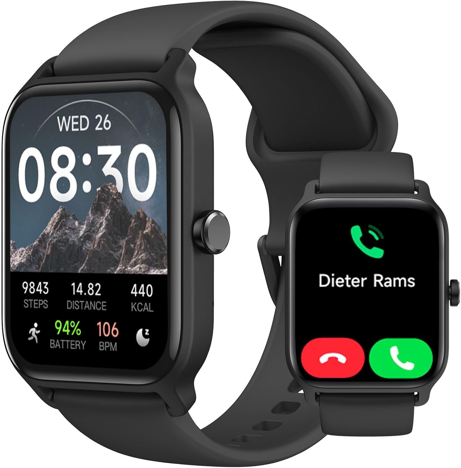 スマートウォッチ iPhone/Android対応 Bluetooth通話機能 1.8インチ 大画面 歩数計 スマートウォッチ 着信/Line/アプリ通知/電話通知 IP68防水