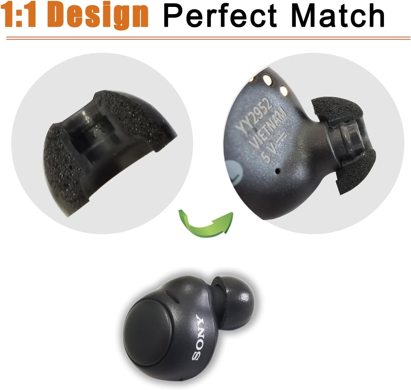 Sony LinkBuds S/WF-C500 WF-C700N 低反発イヤーチップ Sony イヤホン WF-1000XM4/WF-1000XM3 用交換チップ LinkBuds S フィット充電ケース 3 ペア LMS ブラック - 이미지 3