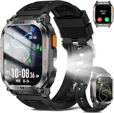 スマートウォッチ 2025年業界新 GPS内蔵 2.01インチ大画面 Bluetooth 5.3 通話機能 GPS移動軌跡記録 178種類以上運動モード コンパス 懐中電灯 Gmail/Line