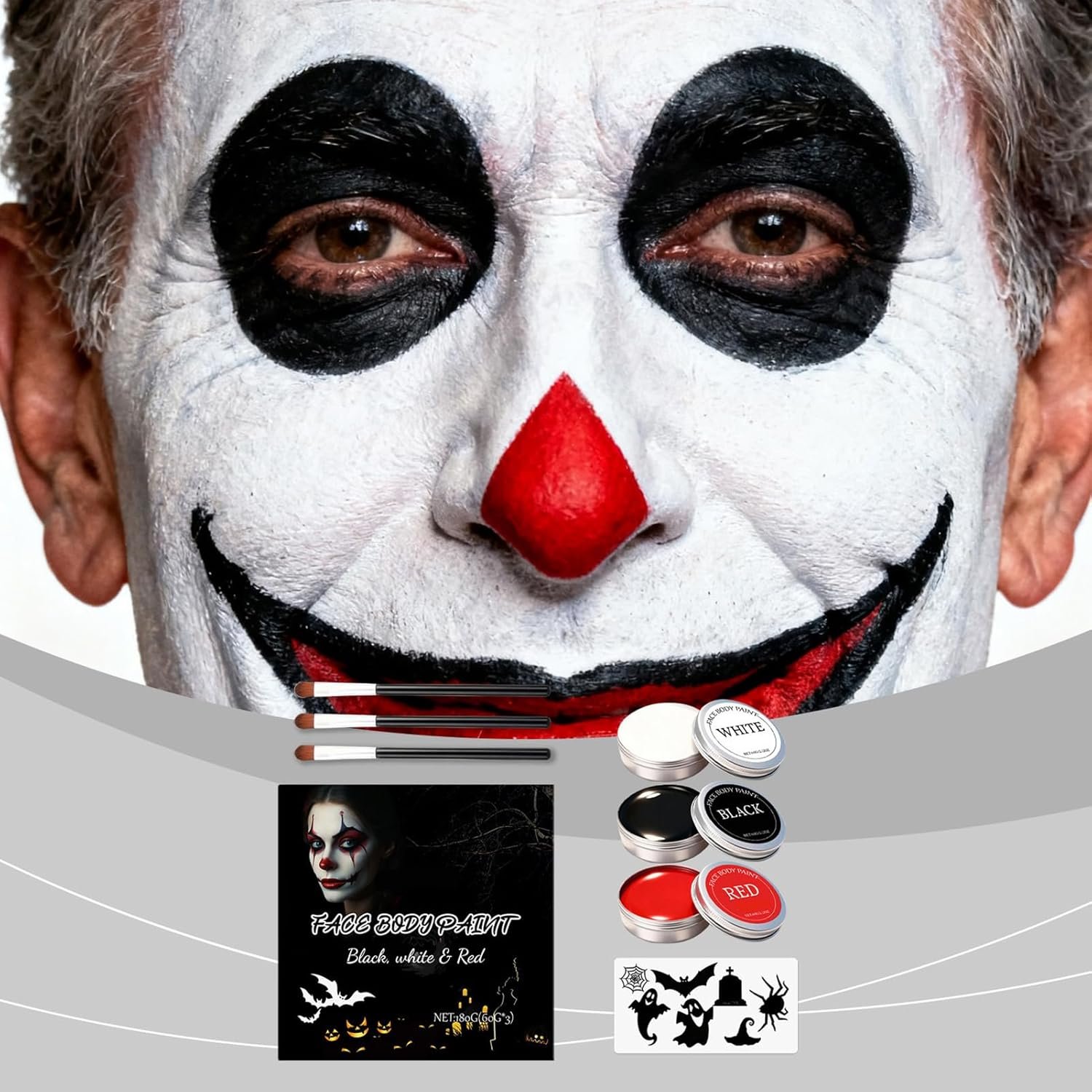 ハロウィン フェイスペイント 洗える防水ハロウィン ボディペイント コスチューム メイクアップセット 子供と大人の顔、体、肌用 仮面舞踏会、コスプレ、パーティー、カーニバル、お祝い用 - 이미지 2