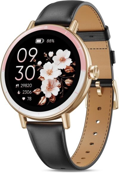 スマートウォッチ レディース iPhone対応 Android対応 1.27インチ HD画面 丸型スマートウォッチ 小型 Bluetooth5.3通話機能 LINEメッセージ通知 100種類以上運動モード スポーツ