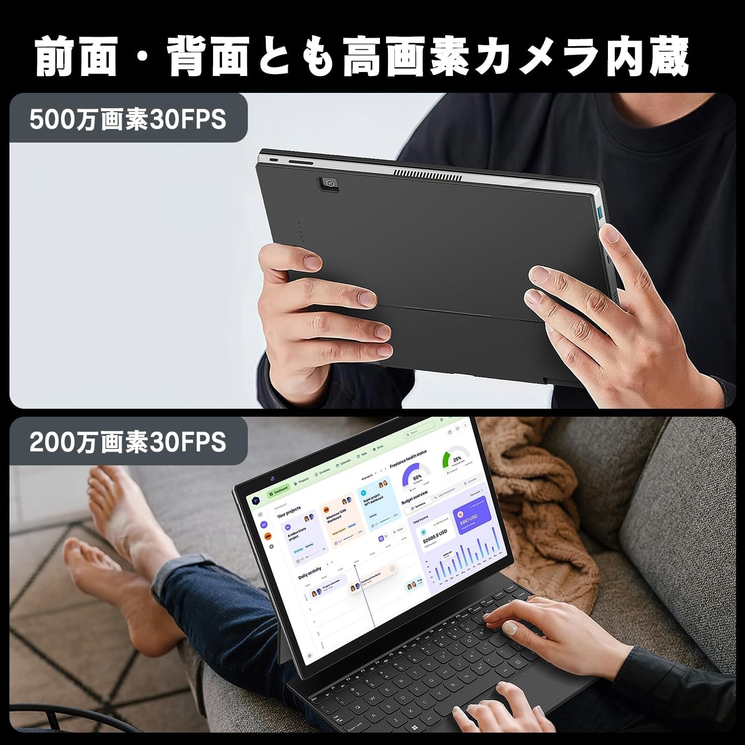 2 in 1 ノートパソコン MS office 2019 14 タブレットPC Windows11pro ノートパソコン 高性能 第12世代 Celeron N95 2.2K16:10 IPSパネル 2.4GHz/5Ghz WiFi対応 Bluetooth対応 内蔵 - 이미지 7