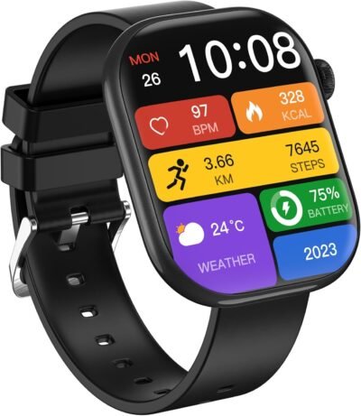 スマートウォッチ iPhone/Android対応 Bluetooth通話機能 110種類以上運動モード 2.08インチ大画面 アームリフティングライト 通話機能 メッセージ通知 天気 軽量 文字盤