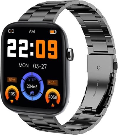 Wapik スマートウォッチバンド用ラムソー、ステンレススチールメタルストラップ交換バンド Wapik X3 スマートウォッチ / ADOSSY X3 スマートウォッチと互換性あり、長さ調節機能付き