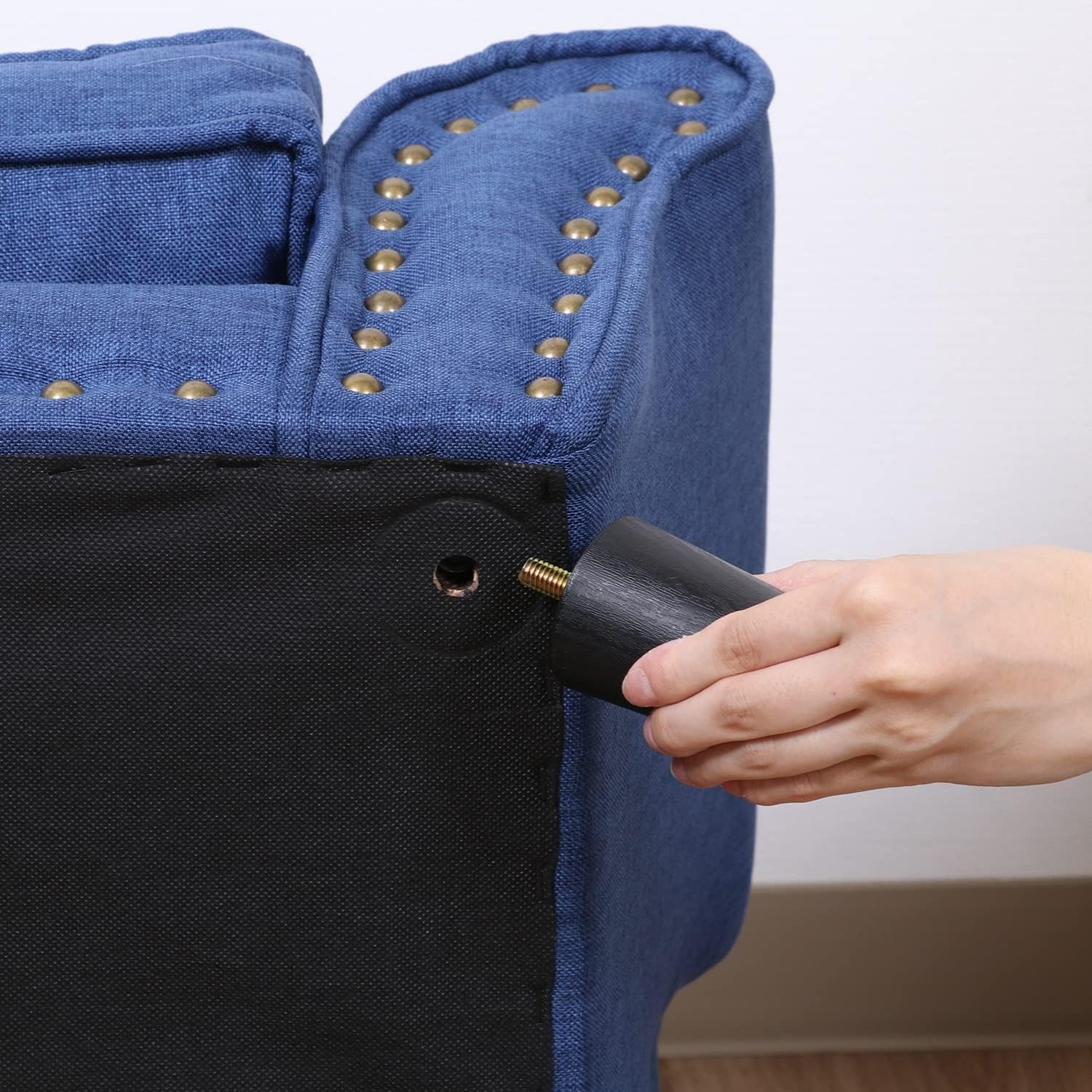 不二貿易 ペットベッド ペットソファ 幅74×奥行41×高さ32.5cm ブルー生地 チェスターフィールド風 小型犬猫用 Mサイズ 45232 - 이미지 7