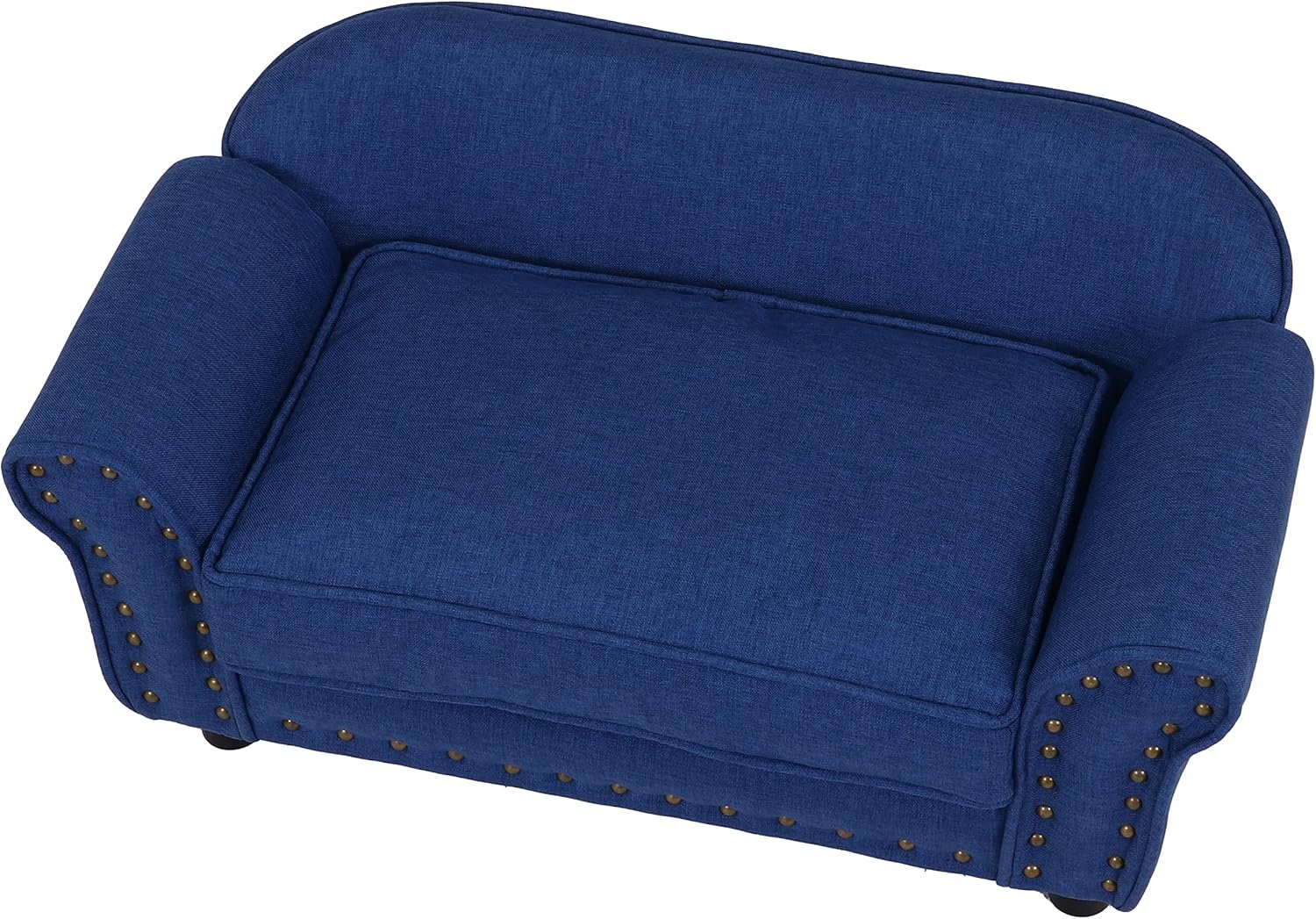 不二貿易 ペットベッド ペットソファ 幅74×奥行41×高さ32.5cm ブルー生地 チェスターフィールド風 小型犬猫用 Mサイズ 45232 - 이미지 13