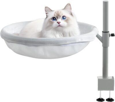 デスクマウント猫ベッドシステム - 回転猫ハンモックデザイン構造、360度モダンな装飾家具ピース、取り外し可能で洗えるカバー|屋内子猫ペットの快適な小型休息