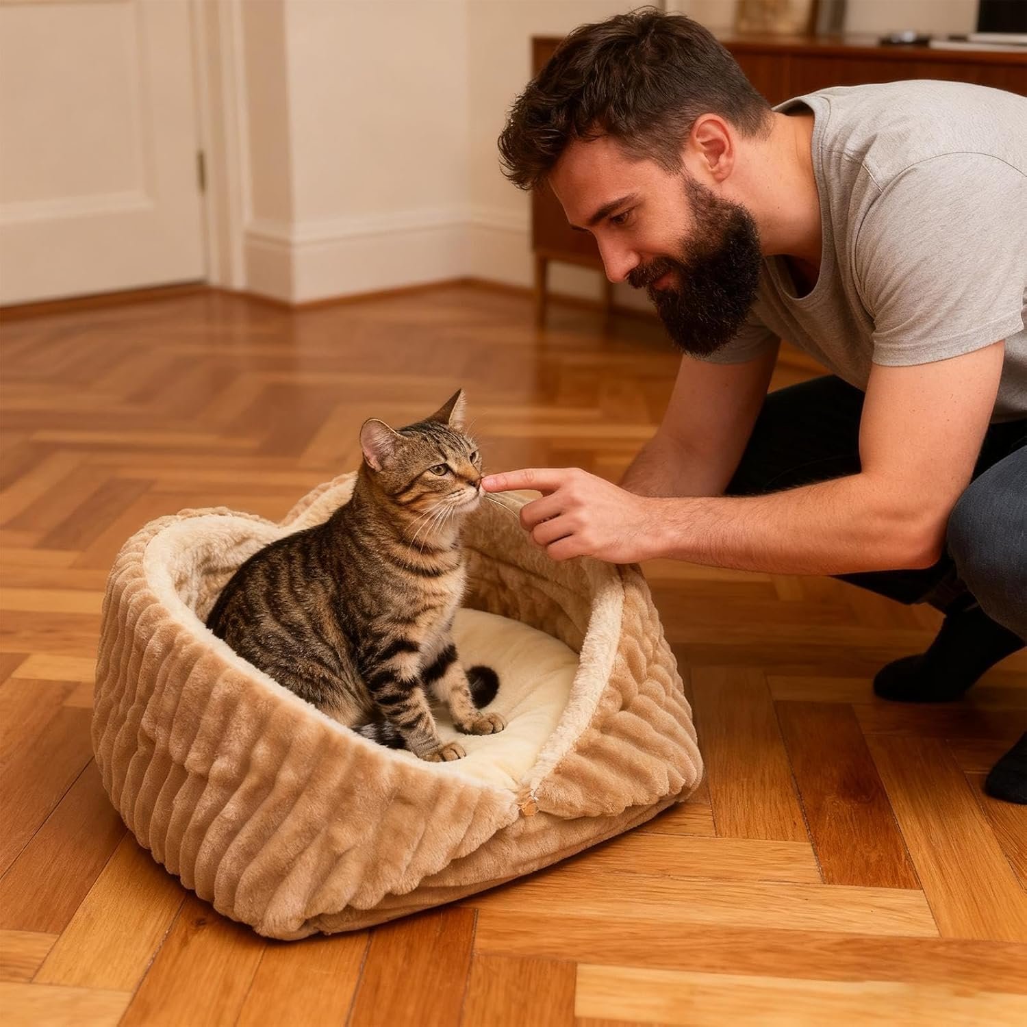 冬用ペットベッド、寒冷天气用ペット家具 | 冬用ペット室内ハウス猫マット | リビングルーム ベッドルーム ガレージ用 遊び 休息 昼寝 子犬 子猫用 - 이미지 2