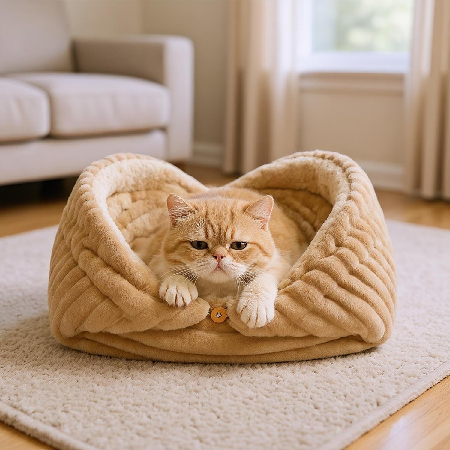 冬用ペットベッド、寒冷天气用ペット家具 | 冬用ペット室内ハウス猫マット | リビングルーム ベッドルーム ガレージ用 遊び 休息 昼寝 子犬 子猫用 - 이미지 3